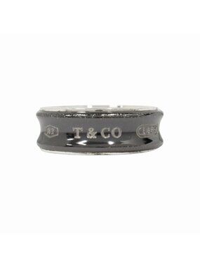 Tiffany & Co Polished Titanium Combination Ring Silver Black